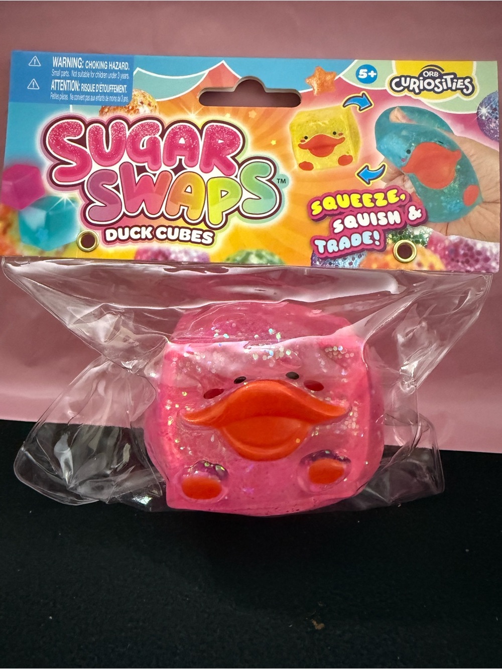 ORB Curiosities Sugar Swaps Duck Cubes Pink Squeeze Toy
